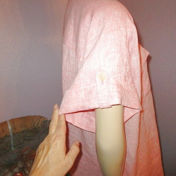 NEW Lafayette 148 LINEN Sublime Justice Size 14 BLOUSE Top BUTTON UP Tunic CLAY - Picture 6 of 11
